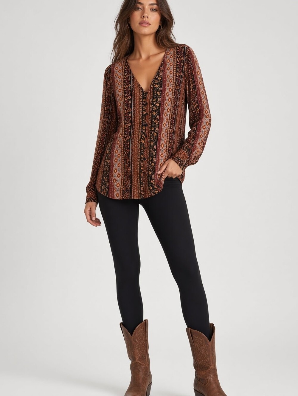 Day Trip Button Down Long Sleeve Top SIZE MEDIUM BUT FITS LIKE A LARGE